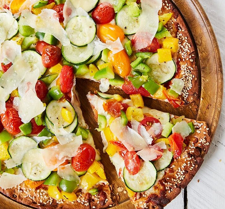 Vegetarian Pizza with Zucchini and Bell Peppers